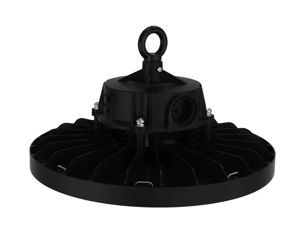 Thanos LED high bay with eye bolt, seen from above showing the radial fins