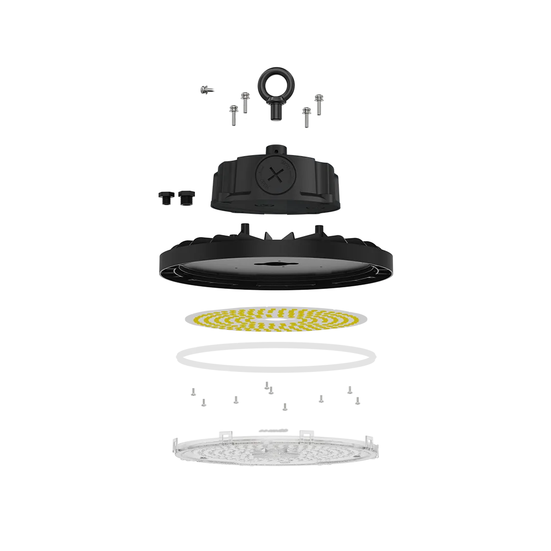 Exploded view of the Thanos LED UFO high bay